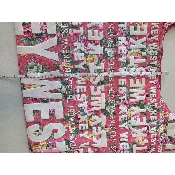 Robin Ruth‎ Pink Fabric Floral Tote Bag Purse Zipper Close Key West - Picture 7 of 9